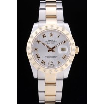 Rolex  Swiss Movement  Two-color Watch Silver Dial 44mm