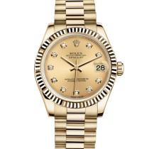 Replica Swiss Rolex Lady-Datejust 31 Champagne Diamond Dial President Automatic Ladies Watch 178278