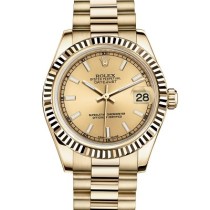 Replica Swiss Rolex Lady-Datejust 31 Champagne Dial 18K Yellow Gold President Automatic Ladies Watch 178278