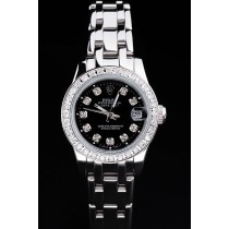 Rolex Datejust Swiss Movement Quality Replica Watches Silver Watch Black Dial 33mm