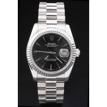 Rolex Datejust Swiss Movement Replica Watches Silver Watch Black Dial 44mm