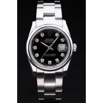 Rolex Datejust Swiss Movement Quality Replica Watches Silver Watch Black Dial 45mm