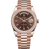 High End Swiss Rolex Day-Date 40 Chocolate Dial Rose Gold Replica President Unisex Watch 228239RBR 