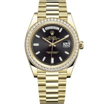 Replica Swiss Rolex Oyster Perpetual Day-Date Black Dial Automatic Men's President Watch 228348RBR