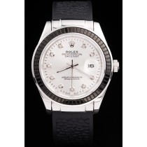 Rolex Datejust Swiss Movement Quality Replica Watches Black Leather strap Watch White Dial 47mm