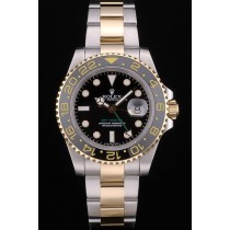 Swiss Movement Rolex GMT Master Rose Gold Bezel Black Dial 48mm