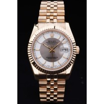 Rolex Datejust Swiss Movement Quality Replica Watches Gold Watch White Grey Dial 45mm