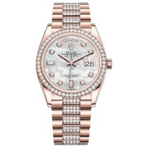 High End Replica Swiss Rolex Day-Date 36 Automatic Diamond Dial 18k Everose Gold President Watch