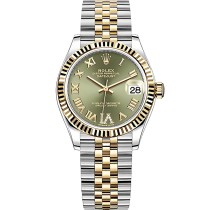 High End Replica Swiss Rolex Lady-Datejust 31 Olive Green Diamond Dial Ladies Automatic Jubilee Watch 278273