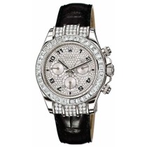 Replica Swiss Rolex Daytona Pave Diamond Automatic 18k White Gold Men's Watch 116598 High End
