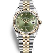 High End Replica Swiss Rolex  Datejust 36 Olive Green Diamond Dial Men's Jubilee Watch 126233