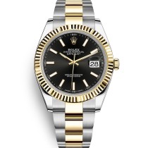 Replica Swiss Rolex Datejust Black Dial Steel and 18K Yellow Gold Oyster Men's Watch 126333BKSO 41mm
