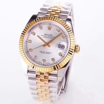 Replica Swiss Rolex Datejust 41 White Dial Diamond Markers Men's Watch 126333