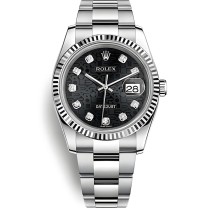 Replica Swiss Rolex Datejust Automatic Black Dial Men's Watch Diamond Markers 36mm