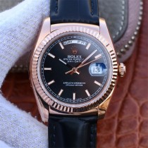 Replica Swiss Rolex Day-Date 118135 President Black Dial 18k Everose Gold Automatic Men's Watch 36mm