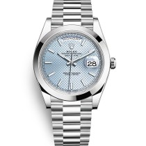 Replica Swiss Rolex Day-Date 40 Ice Blue Diagonal Motif Dial High End Men's Watch 228206