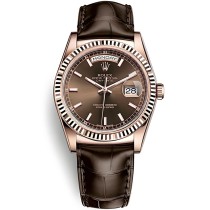 Replica Swiss Rolex Day-Date President Chocolate Dial 18k Everose Gold Automatic Men's Watch 118135 36mm
