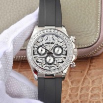  Replica Rolex Daytona Eye of the Tiger Chronograph Automatic 18k White Gold Diamond Men's Watch 116588TBR