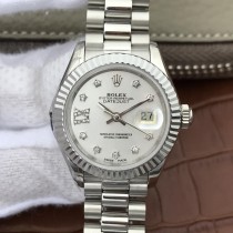 Replica Rolex Lady-Datejust White Dial Diamond Markers Ladies Watch 28mm