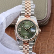 Replica Swiss Rolex Datejust 36 Automatic Green Dial Men's Steel and 18k Everose Gold Jubilee Watch 126231