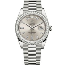 Replica Swiss Rolex Day-Date Automatic Silver Dial Diamond Men's Watch 228349
