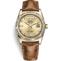 Replica Swiss Rolex Day-Date 36 Automatic Champagne Diamond Dial Men's Watch 118138