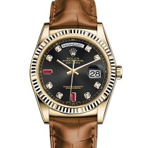 Replica Swiss Rolex Day-Date 36 President Automatic Black Diamond Dial Men's Watch 118138