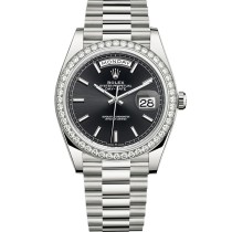 High End Replica Swiss Rolex Day-Date Automatic Black Dial Diamond Men's Watch 228349 40mm