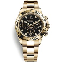 High End Replica Swiss Rolex Cosmograph Daytona Black Diamond Dial Men's Oyster Watch 116508