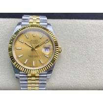 High End Swiss Rolex Datejust 41 Champagne Dial Steel and 18K Yellow Gold Replica Men's Watch 126333-0009