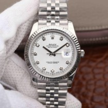 Replica Swiss Rolex Datejust 41 White Dial Diamond Markers Men's Watch 126334 High End 