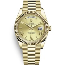 Super Clone Swiss Rolex Day-Date 40 Automatic Champagne Dial 18K Yellow Gold Replica Men's Watch 228238 