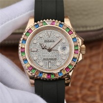  Replica Swiss Rolex Yacht-Master Diamond Pave Dial Automatic Men's Rubber Watch Super Model