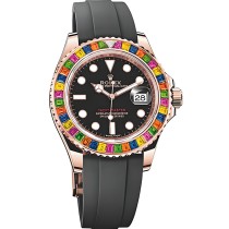 Super Clone Swiss Rolex Yacht-Master "HARIBO" Black Dial  Swiss Replica Watch Rainbow Bezel 116695SATS 40mm 