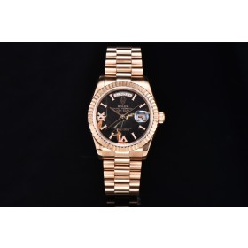High End Replica Swiss Rolex  Day-Date 36 Automatic Black Marble Dial 18k Everose Gold President Watch 228235 