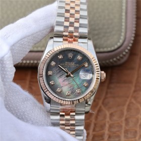 Replica Swiss Rolex Datejust 36 Black Mother of Pearl Dial Men's Watch 116231