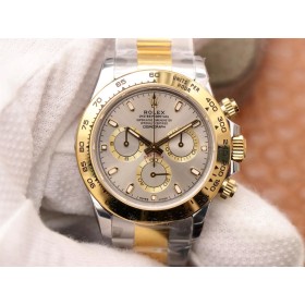 Super Clone Rolex Daytona Silver Dial Stainless Steel and 18K Yellow Gold Men's Oyster Watch 116503 40mm