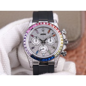 Replica Swiss Rolex Daytona Pave Diamond Automatic 18k White Gold Men's Watch 116598 High End