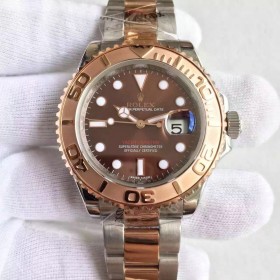 Replica Swiss Rolex Yacht-Master Chocolate Dial Steel and 18K Everose Men's Oyster Watch 116621 High End