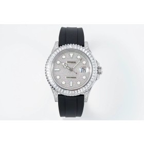  Replica Swiss Rolex Yacht-Master Diamond Pave Dial Automatic Men's Rubber Watch Super Model