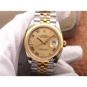 Replica Swiss Rolex Datejust 36 Champagne Diamond Dial Men's Jubilee Watch 126233 High End