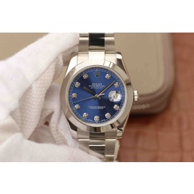 Swiss Rolex Oyster Perpetual Datejust 41 Diamond Blue Dial Automatic Replica Men's Watch 126300 High End