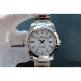 High End Swiss Rolex Oyster Perpetual Datejust 41 White Dial Automatic Replica Men's Watch 126300