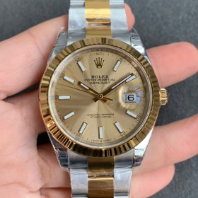 High End Swiss Rolex Datejust 41 Champagne Dial Steel and 18K Yellow Gold Replica Men's Watch 126333-0009
