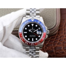 High End Replica Swiss Rolex GMT-Master II Pepsi Blue and Red Bezel Stainless Steel Jubilee Watch 126710