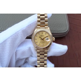 Replica Swiss Rolex Lady-Datejust 31 Champagne Diamond Dial President Automatic Ladies Watch 178278