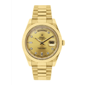 Super Clone Replica Swiss Rolex Day-Date 40 Automatic Champagne Dial Diamond Markers Men's Watch 218238 