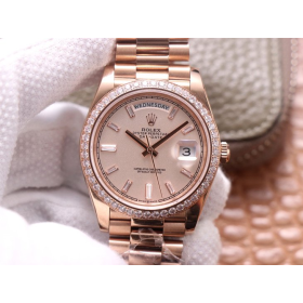 High End Replica Swiss Rolex Day-Date 40 Automatic Pink Diamond Dial Unisex Watch 228345 High End