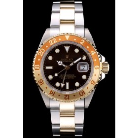 Rolex GMT Master II Swiss Movement Gold Colored Ceramic Bezel Brown Dial Tachymeter 48mm