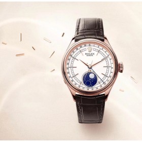 Replica Swiss Rolex Cellini Automatic Moonphase 18k Everose Gold Men's Watch 50535